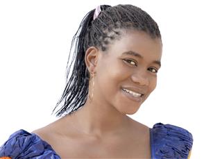 Woman with micro braids hairstyle