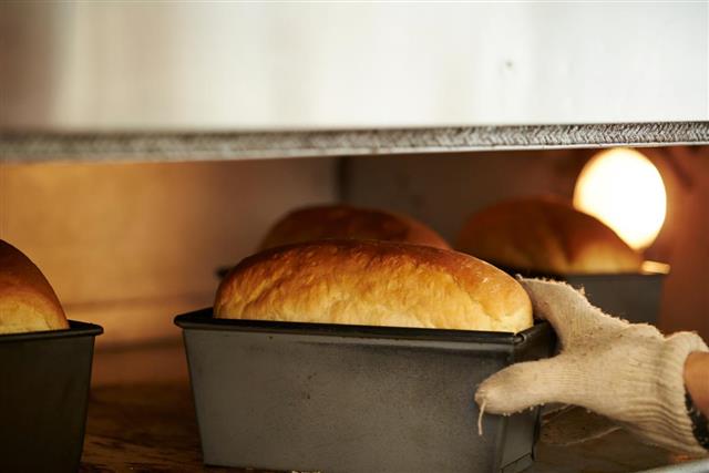 Baking bread in oven