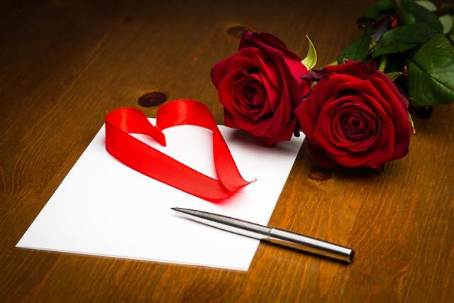 Ribbon Love Heart On Paper