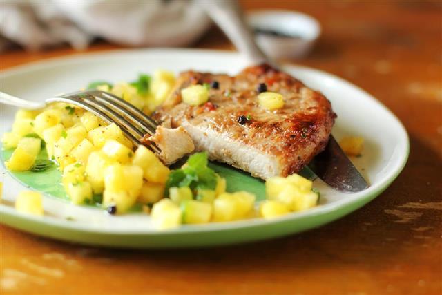 Roasted Pork Chops with Pineapple Salsa