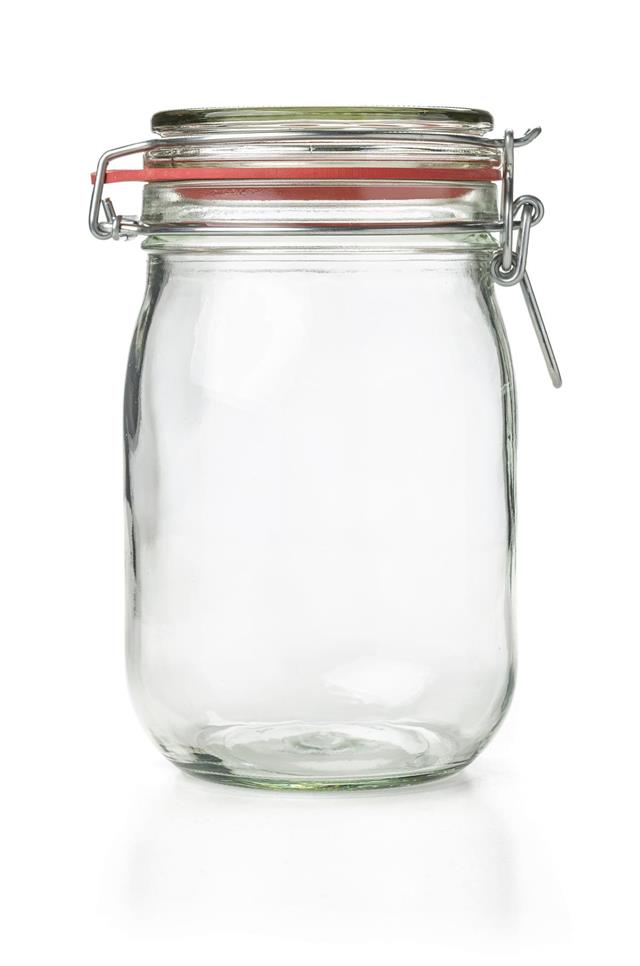 Empty canning jar on a white background