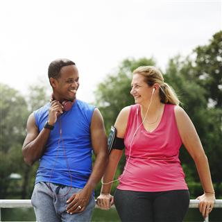 Couple Exercise Wearing Happiness Healthy Concept
