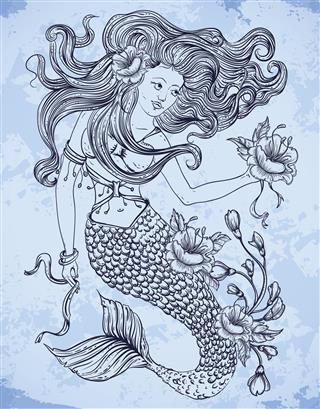 Mermaid with beautiful hair