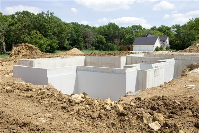 New Home Construction Foundation with Waterproofing