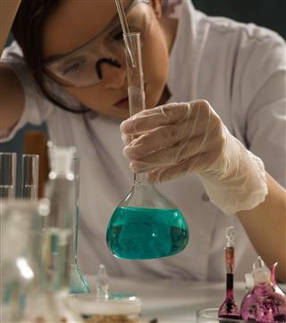 Female scientist working