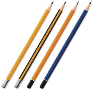 Four different pencils laid
