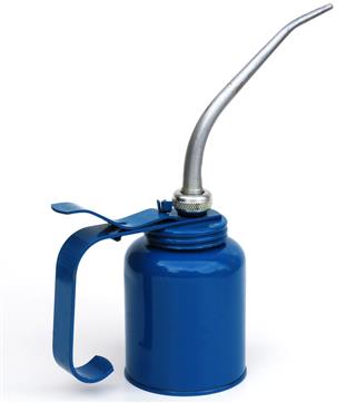 Blue metal oil can