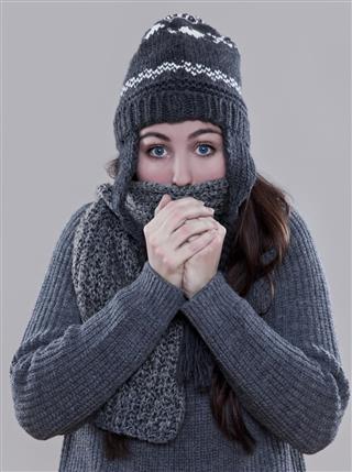 shivering woman