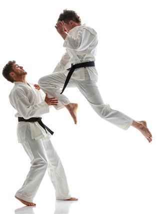 Martial Artists fighting with knee kick