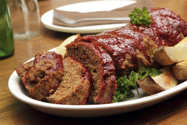 Plate served with meatloaf