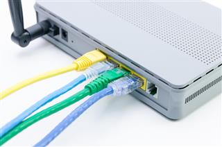 Network Cables Connected to WiFi Router
