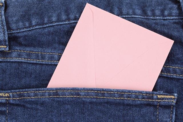 Pink Envelope in Denim Pocket