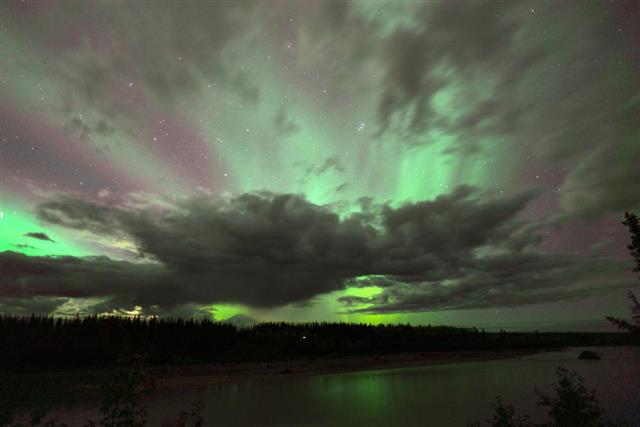 Willow Lake Northern Lights Aurora Borealis Alaska Night Sky