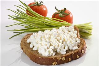 Cottage Cheese on Slice of Bread