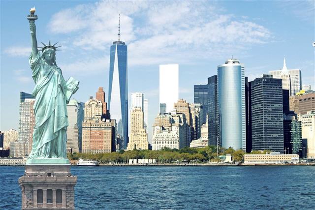 New York City Skyline Statue of Liberty