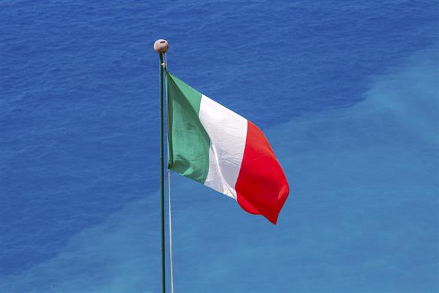 Italian flag on the mast