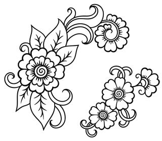 Henna tattoo flower template Mehndi.