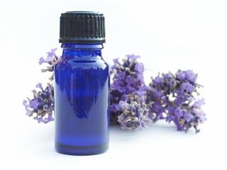 A bottle of essential lavender oil