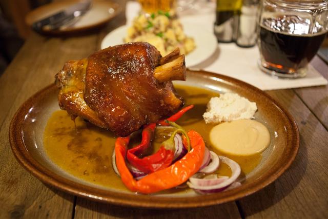 Traditional roasted pork knee in the Czech Republic, Europe