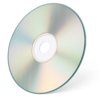 CD or DVD on white background