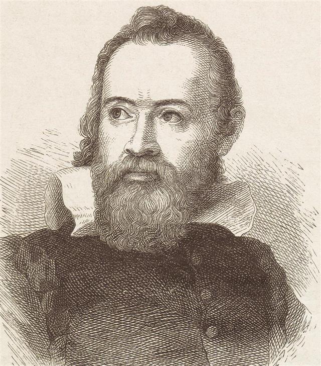 Galileo Galilei (1564-1642), wood engraving, published in 1877