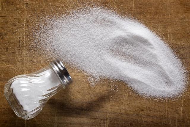 Salt spilling on table