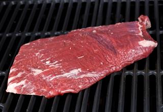 Flank steak ready to be grilled