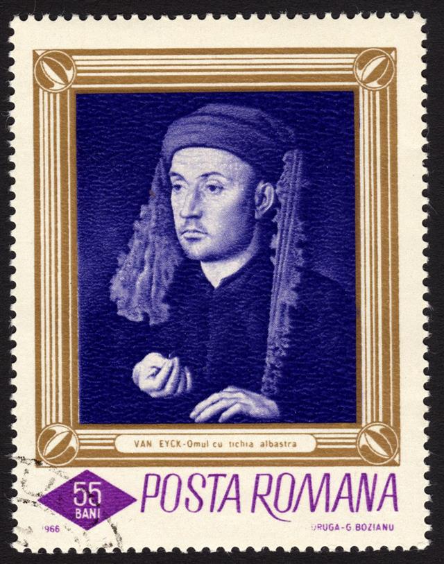 Stamp showing painting by Jan van Eyck