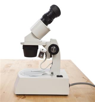 Stereo microscope on wooden desk???