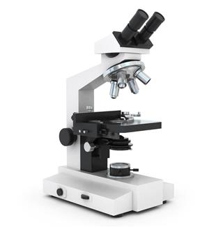 Microscope isolated against white background