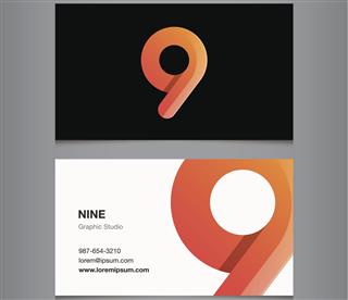 Business card with number nine