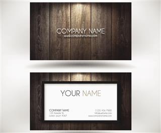 Business Card Template with a Wooden Background