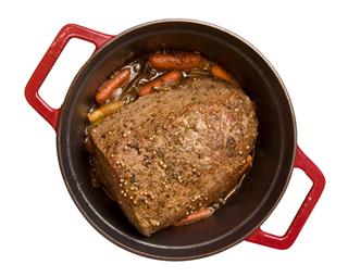 Beef pot roast isolated on white background