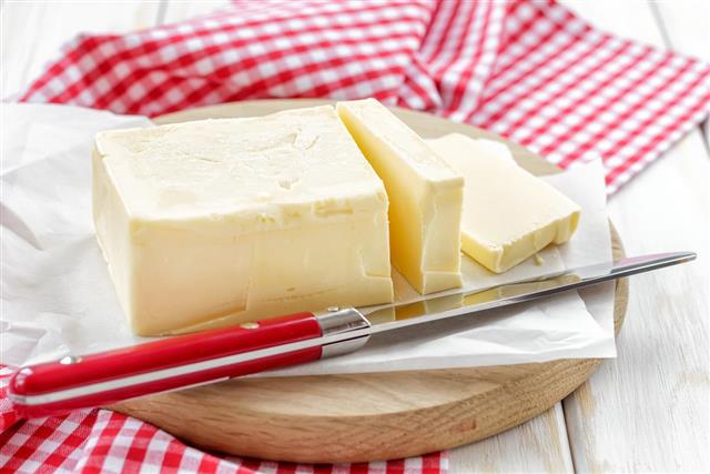 Unsalted butter with knife