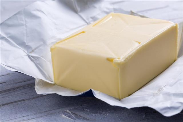 Butter in open packaging