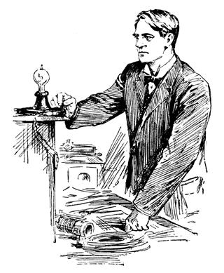 Thomas Edison working on bulb