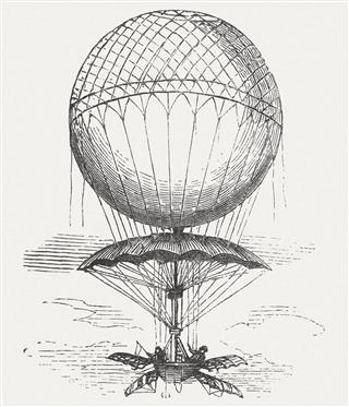 Blanchard's first balloon ascent  with hydrogen-filling, Paris, March 2, 1784