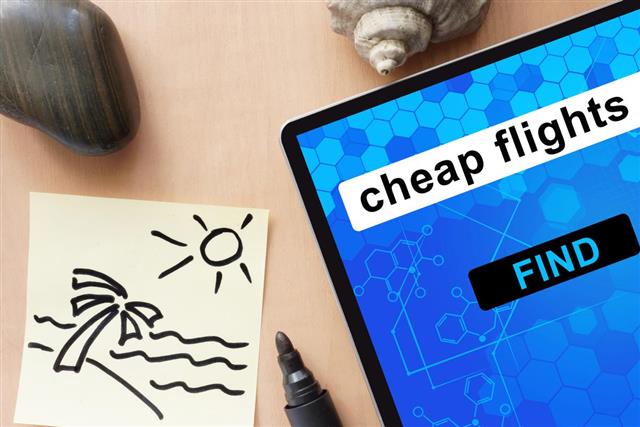 Tablet with cheap flights