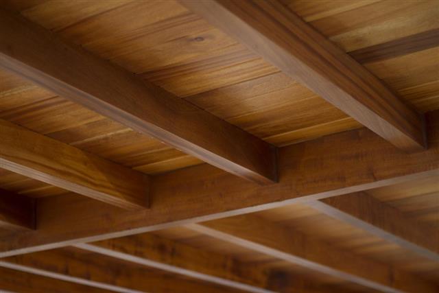 Wooden ceiling closeup