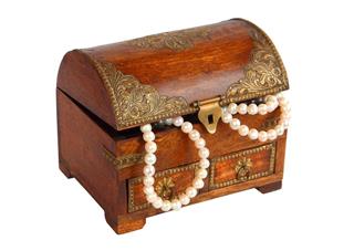 vintage jewelry box on white