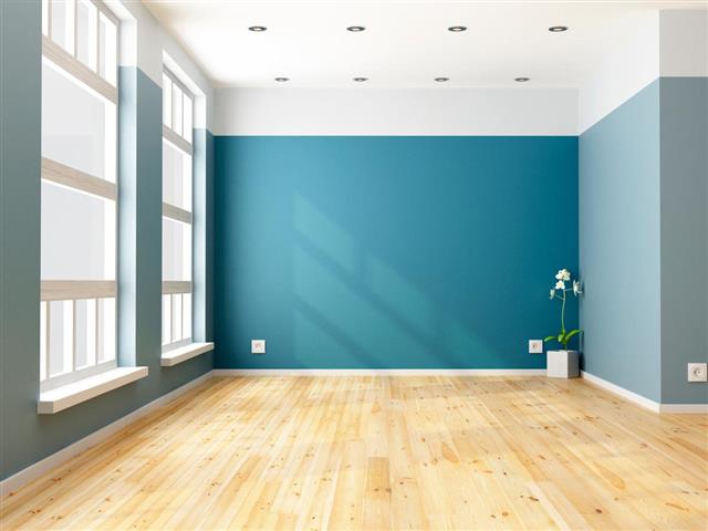 Empty blue living room
