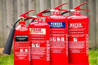 Fire extinguishers: Carbon dioxide, Foam, Powder and Water