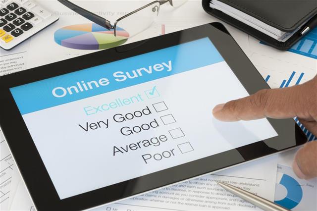 Online survey on a digital tablet