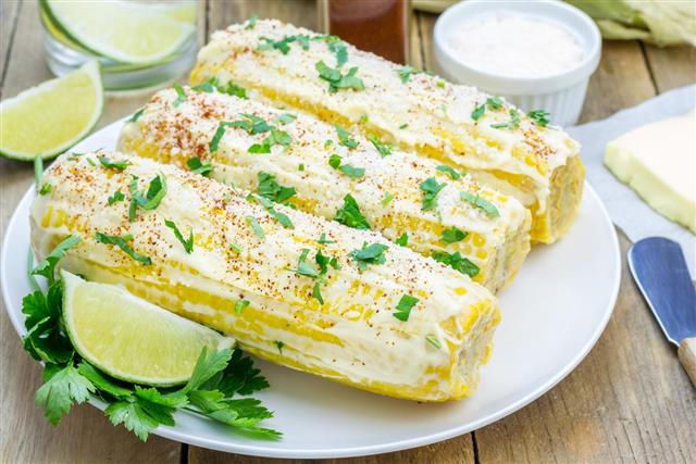 Mexican corn with butter and Cheese