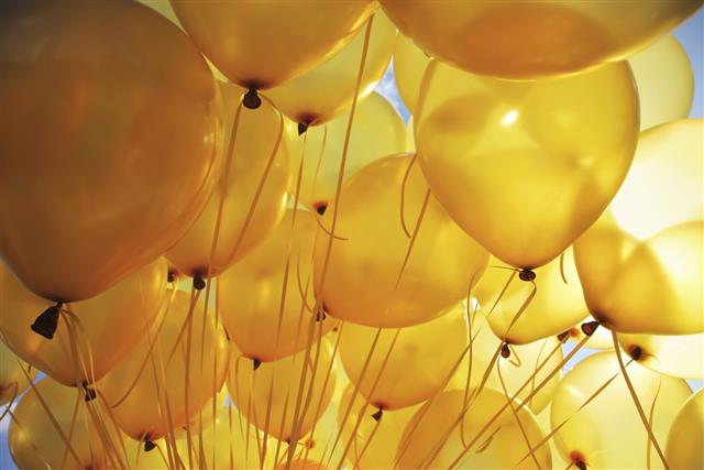 Bright yellow balloons