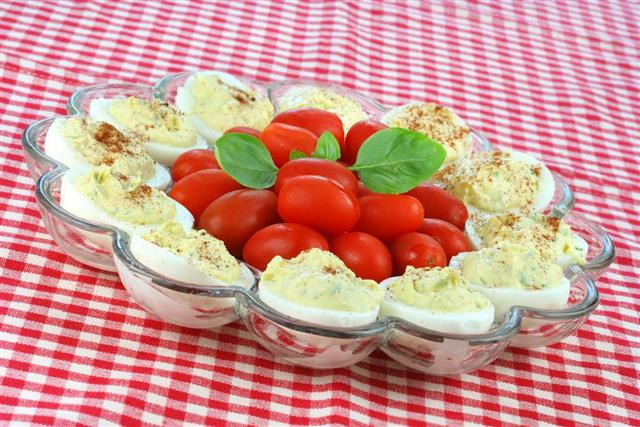 Deviled Eggs and Grape Tomatoes