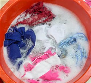 clothes in washing detergent