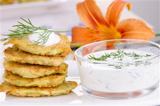 Vegetable fritters of zucchini
