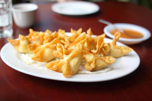 Plate of crab puffs