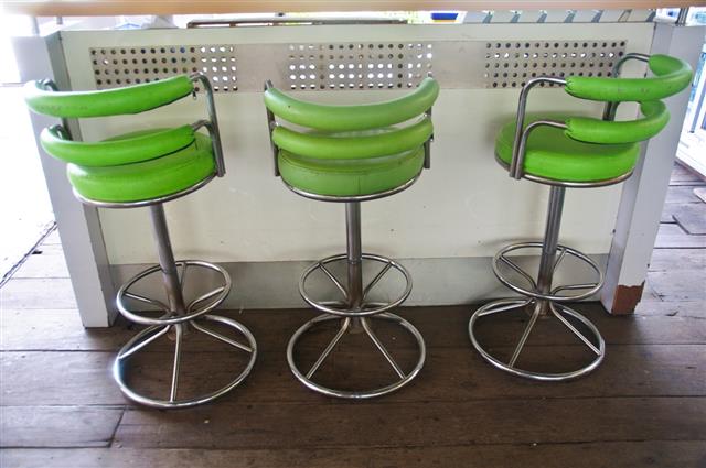 Comfortable leather stools in a restaurant or bar